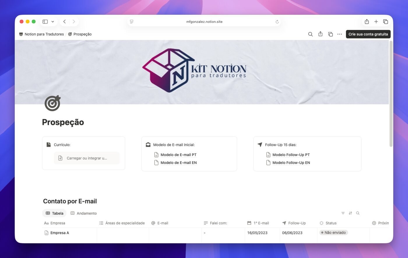 Módulo de prospecção com modelos de e-mail e follow-up